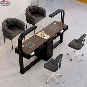 Professional <b>Salon</b> Multi-Functional Nail Table Set Spacious Tabletop Organized Storage with Ergonomic Seating for Nail Studios - Product Image 1