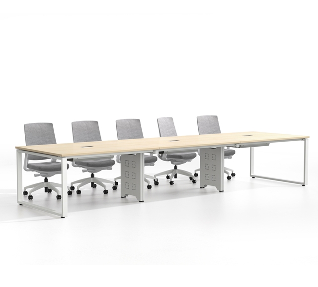 Modern User-friendly Conference Table Cable Management Extendable Modular Design Stainless Steel Frame for Commercial Office Use