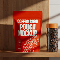 Sacs d'emballage pour café avec logo personnalisé imprimé, sacs en papier kraft avec valve, fermeture à glissière, fond plat, pour grains de café, 100g 500g