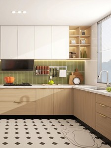 خزائن مطبخ حديثة من الخشب الصلب المقاوم للحريق عالية اللمعان وصديقة ، مفصلة صنبور مخصصة مقاومة للماء 5 + أدراج بسعر المصنع - Product Image 2