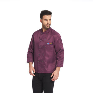 Veste de cuisine unisexe blanche italienne pour chef de <span class=keywords><strong>restaurant</strong></span>, uniforme de travail en sergé à manches longues pour hommes et femmes - Product Image 5