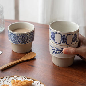 แก้วเซรามิกสไตล์จีนย้อนยุคแบบซ้อนได้ สำหรับดื่มชา กาแฟ น้ำในยามบ่าย - Product Image 2