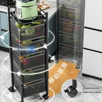 Neues Design Mobiles Drehbares Regal Kohlenstoffstahl Aufbewahrungsregal Mehrstöckiger 5-Etagen Haushalts-Gemüsekorb für Wohnbereich