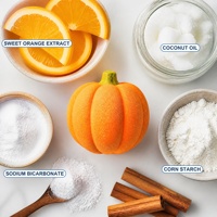 Lot de 6 bombes de bain effervescentes en forme de citrouille d'Halloween, parfum orange douce, pour spa relaxant, personnalisable OEM ODM 100g