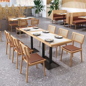 Set di Divani in Legno Massello e Rattan su Misura, Arredamento Moderno per Hotel e Ristoranti, Sedie con Schienale in Rattan, Divano per Caffè - Product Image 2