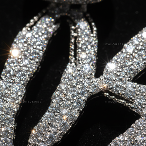 ITALOREJEWEL RAWN Couronne en Moissanite et Perle d'Eau Douce, Plaqué Or, Argent 925, Breloque Thème Hip-Hop, Unisexe, Pour Fêtes et Usage Quotidien - Product Image 2