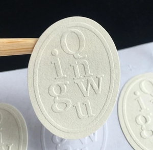 Customized Packaging Labels Luxury Texture <strong>Paper</strong> 3D Raised Letteres Relief <strong>Embossed</strong> <strong>Paper</strong> logo Stickers - Product Image 1