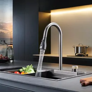 Aideal豪华新颖大尺寸水槽多功能水槽带侧喷水厨房搅拌机水龙头