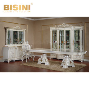 Juego de Muebles de Comedor de Lujo Completo de Estilo Europeo, Mesa de Comedor Rectangular Extensible de Madera Maciza de Abedul <span class=keywords><strong>con</strong></span> Sillas de Tela y Cuero - Product Image 2