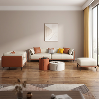 Ensemble de canapés carrés contemporains en similicuir avec fauteuil et ottoman – Mobilier de salon durable pour appartement et hôtel