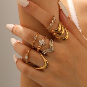 Anéis de Dedo de Aço Inoxidável Banhados a Ouro 18k com Zircônia Cúbica, Design 2025, para Mulheres e Meninas, Joia Elegante para Casamento e Compromisso - Product Image 1