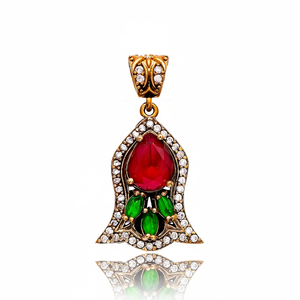 Authentic Garnet <b>Emerald</b> Stone Design Charm <b>Pendant</b> Turkish Handmade Wholesale 925 Silver Sterling Jewelry - Product Image 2