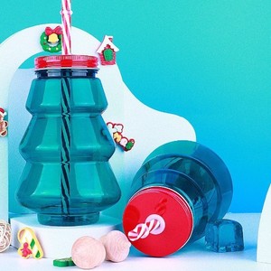 Tùy chỉnh sáng tạo SY thương hiệu hình bầu dục Cây giáng sinh cốc nước trái cây Pet cap 500ml dùng một lần chai nước giải khát - Product Image 1