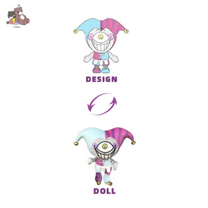 Produttore di peluche Joker personalizzato-bambola pagliaccio imbottita su misura con cappello e campane da giullare per collezione e regali - Product Image 5