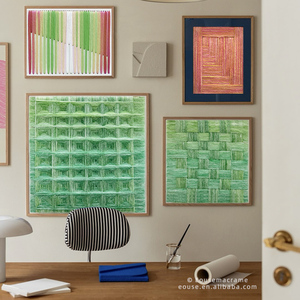 Moderne dégradé vert abstrait géométrique <span class=keywords><strong>macramé</strong></span> artisanat coton tricot peinture tissage décor à la maison tenture murale EH2503008 - Product Image 3