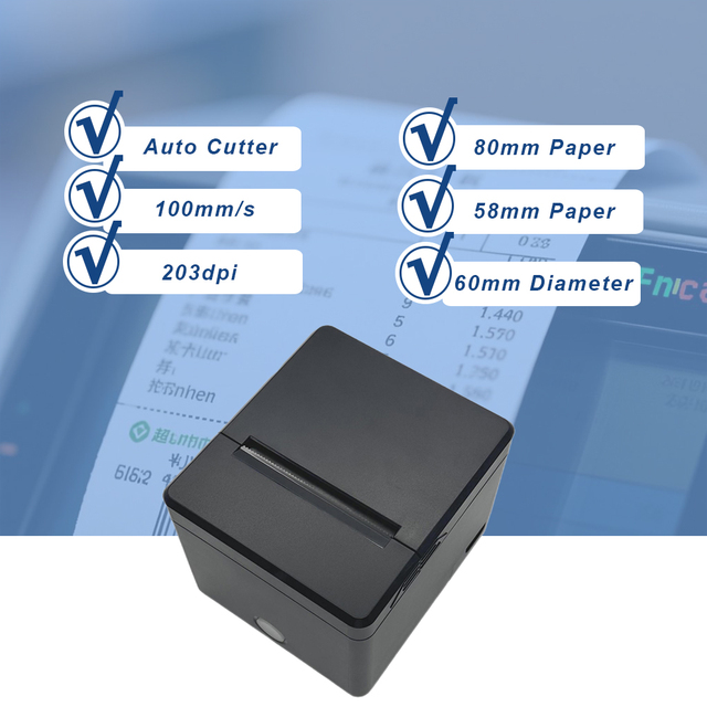 80mm Thermal Receipt POS Printer Wireless Bluetooth Bill Printer for Retail 3Inch Invoice Printing Machine with Auto Cutter