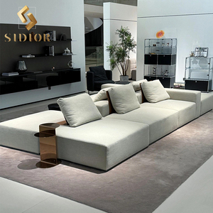 Juego de sofás de terciopelo moderno de Italia de gama alta, muebles para sala de estar, blanco de lujo moderno - Product Image 2