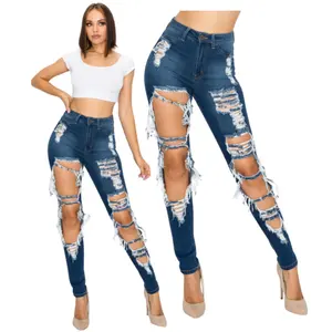 Nieuw Binnen 2024 Premium Dames Op Maat Gemaakte Hoge Taille Gescheurde Jeans Stretch Stof Oem Labels Lage Moq Direct Gemaakt In Bangladesh