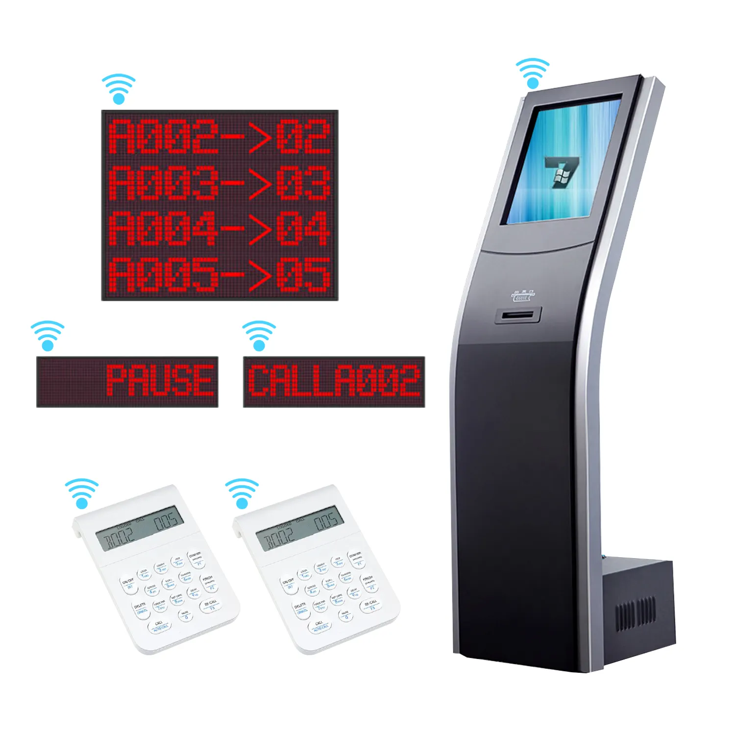 17 inch black queue management system queue system ticket dispenser with Calling System
