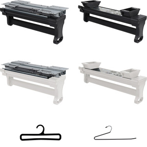 Porte-pantalon télescopique à ressort en alliage d'aluminium, rangement multifonctionnel pour armoire avec rail coulissant et cintre amorti - Product Image 2