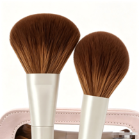 Set Kuas Rias Mata 7 Buah Dua Sisi dengan Gagang Resin, Bulu Nilon Premium, dan Kotak Perjalanan untuk Foundation, Concealer, dan Blending