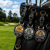 Étiquette de sac de golf personnalisée en gros, médaillon en acier inoxydable, alliage de zinc, fer, accessoires de golf, étiquette de bagage de voyage, étiquette de sac à dos