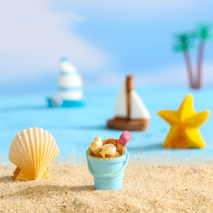 Serie personalizzabile Micro paesaggio oggetti artigianali in resina piccola spiaggia oceano ornamenti tavola da surf barca a vela Seashell modello decorativo - Product Image 3