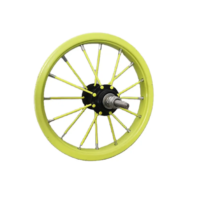 Green Color 12 Size Bike Steel Rim Wheels with Spokes and Hub