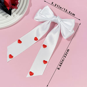 Noeud pour cheveux pour la Saint-Valentin - Grand noeud en satin avec des imprimés de cœur rouge, accessoire pour cheveux Love Behind Back, 3 couleurs (blanc/rose/rouge) - Product Image 4