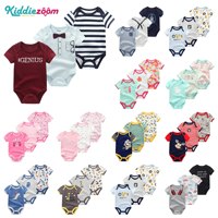 Combinaison unisexe pour nouveau-né Kiddiezoom, en pur coton, body triangulaire pour bébé, combinaison à manches courtes, boutons cachés