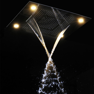 Bathroom Bluetooth Music Shower Set Ceiling LED Rainfall Waterfall Shower Head System Thermostatic Mixer Faucet Massage <strong>Body</strong> Jet - Product Image 6