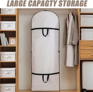 Housses de rangement transparentes pliables et légères blanches pour robes de mariée - Longues housses anti-poussière pour vêtements et costumes avec fermeture éclair, accessoires de voyage - Product Image 5