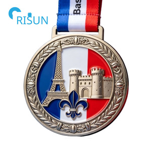 Médaille personnalisée France Drapeau Français Tour Eiffel Fête Nationale Bastille Marathon Course à pied Médaille personnalisée Fête Nationale Bastille - Product Image 6