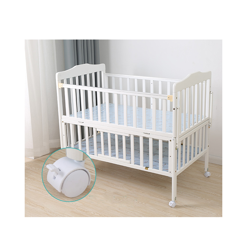 Однотонные деревянные детские кроватки, регулируемые белые кроватки для новорожденных