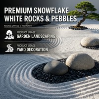 Galets de granit naturel blanc neige, fabriqués à la machine, pour aménagement paysager de jardin zen japonais, allées et cours