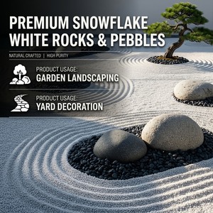 <span class=keywords><strong>Galets</strong></span> de granit naturel blanc neige, fabriqués à la machine, pour aménagement paysager de <span class=keywords><strong>jardin</strong></span> zen <span class=keywords><strong>japonais</strong></span>, allées et cours - Product Image 1
