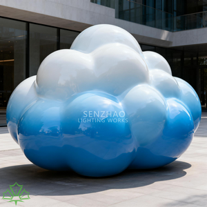 ประติมากรรมเมฆสีขาวผิวเรียบเนียนของเซินเจา งานศิลปะสาธารณะจากไฟเบอร์กลาสสมัยใหม่สำหรับสถานที่สำคัญในเมือง - Product Image 1