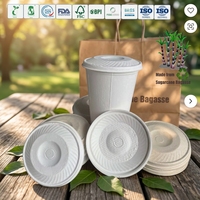 Couvercle anti-fuite en pulpe de bagasse biodégradable pour gobelets à café en pulpe de bagasse de canne à sucre renouvelable pour boissons chaudes à emporter