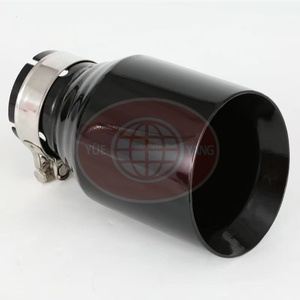 Punta de escape universal de acero inoxidable negro brillante de fábrica para modificación de automóviles - Product Image 5