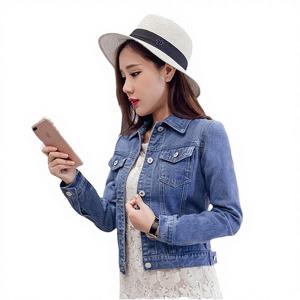 5% de Descuento Chaqueta Vaquera Delgada Sólida para Mujer, Tallas S-3XL, Estilo Coreano, Color Caramelo, Manga Larga, Venta al por Mayor, Primavera-Otoño - Product Image 3