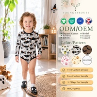Combinaison pour tout-petits filles en coton biologique avec fermeture à boutons, imprimé squelette fantôme, pour Halloween, usage quotidien, fabrication directe, OEM, OEKO-TEX