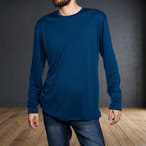 เสื้อรัดรูปแขนยาวสำหรับผู้ชาย ผ้าฝ้าย 100% แห้งเร็ว เย็นสบาย ตะเข็บเรียบ ป้องกันแสงแดด สำหรับกีฬาทางน้ำ - Product Image 4