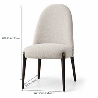 Chaise de salle à manger moderne sans accoudoirs, rembourrée, avec assise en tissu tissé texturé et pieds coniques en bois massif, pour la maison et les restaurants