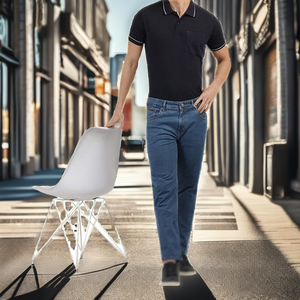 Jean en denim délavé bleu pierre pour homme, coupe droite, haute qualité, personnalisé, décontracté, respirant, pour l'hiver et l'automne, taille 28-42 - Product Image 2