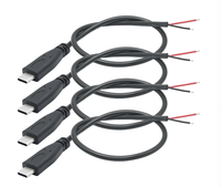 Câble USB C vers 2 broches à extrémité ouverte, 9 pouces 25 cm 5V/3A USB Type C mâle, câble d'alimentation pour équipement USB C