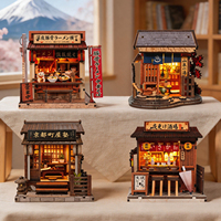 Kit de construction de maison miniature en bois DIY, architecture japonaise, puzzle 3D avec lumière LED pour la décoration de la maison, cadeau