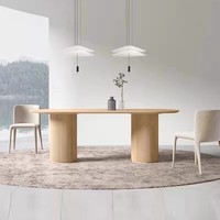 Table à manger rectangulaire de designer, style nordique, multifonctionnelle, imitation colonne romaine en bois de pin, personnalisable par le fabricant