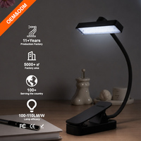 Lampe de lecture LED rechargeable sans lumière bleue, avec pince pour livre, 4 modes de couleur, col flexible, pour étudiants, chambre et voyage