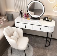 Ensemble de meubles de chambre à coucher moderne avec coiffeuse en bois de pin et miroir éclairé, coffre de rangement, nouveau design, vente chaude en gros