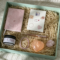 Coffret Cadeau Bien-être C&H : Bougie de Guérison aux Cristaux, Carnet, Stylo et Bracelet pour l'Autosoins, le Stress et l'Anxiété